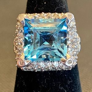 Blue topaz silver ring